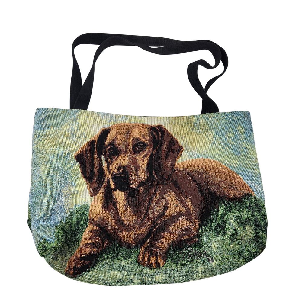 Linda Picken Tapestry Daschund Dog Travel Tote Bag Double Handles Casual Classic